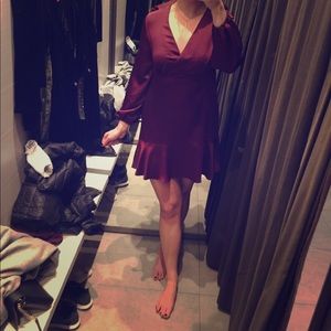 Zara Burgundy Drop Waist Dress